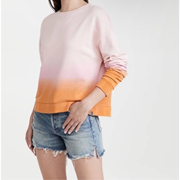 KULE Organic Cotton Terry Crew Neck Long Sleeve The Summer Ombre Sweatshirt XL - Picture 2 of 9
